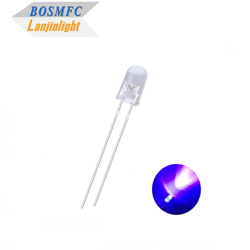 Głowa okrągła 5 mm ultrafioletowa LED 385nm 395nm światło UV Woda przezroczysta soczewka dla lampy komarowej