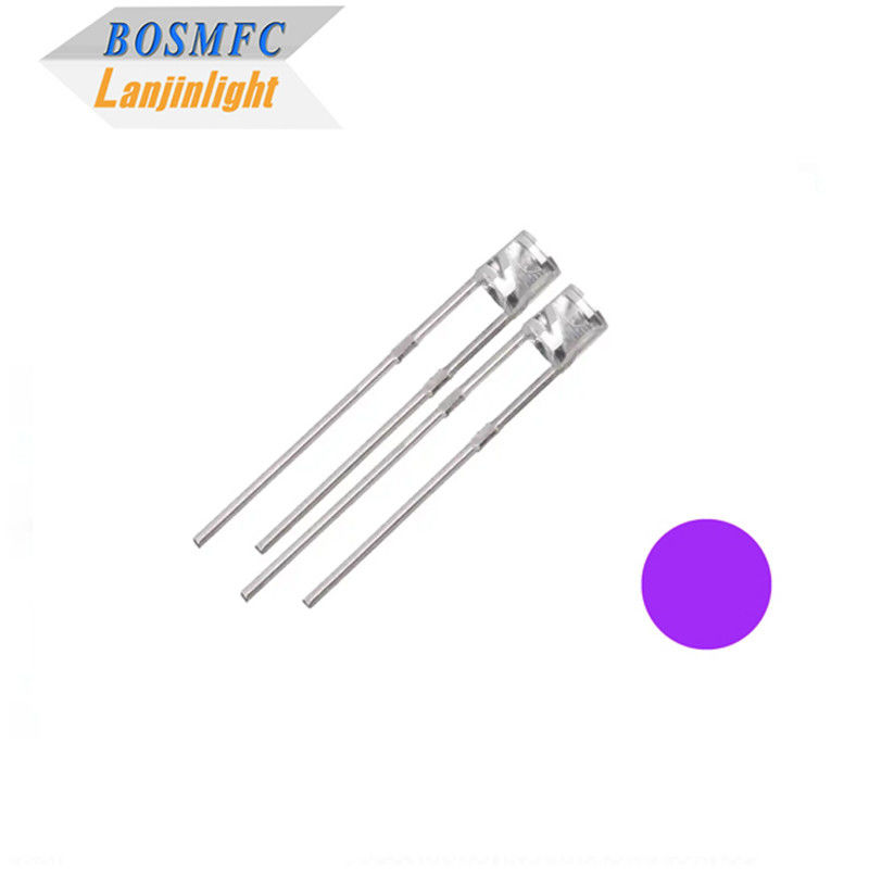 Flat Top UV LED Chip Diodę 3mm Through Hole 365nm Do wykrywania biżuterii